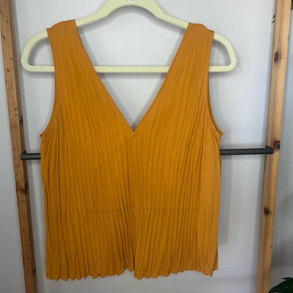 Vince Mustard Pleated Tank Top